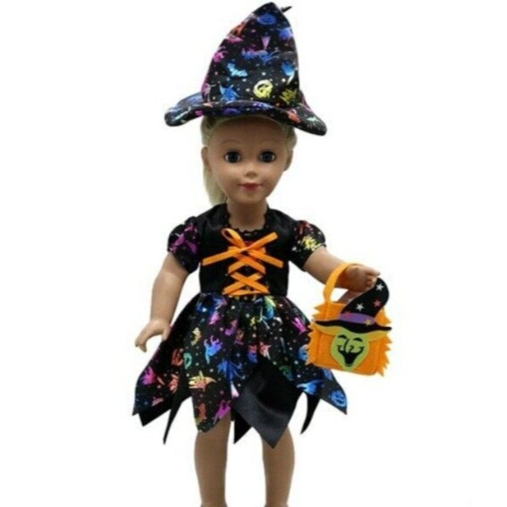 18" DOLL 4-PC WITCH HALLOWEEN OUTFIT Costume for AMERCIAN GIRL & OUR GENERATION - Picture 3 of 6